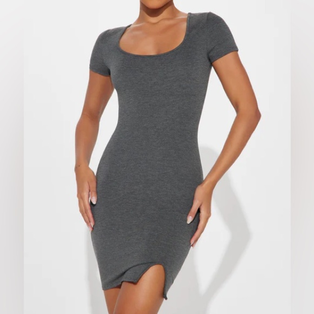 Charcoal Grey Scoopneck Mini Dress NEW 🏷️